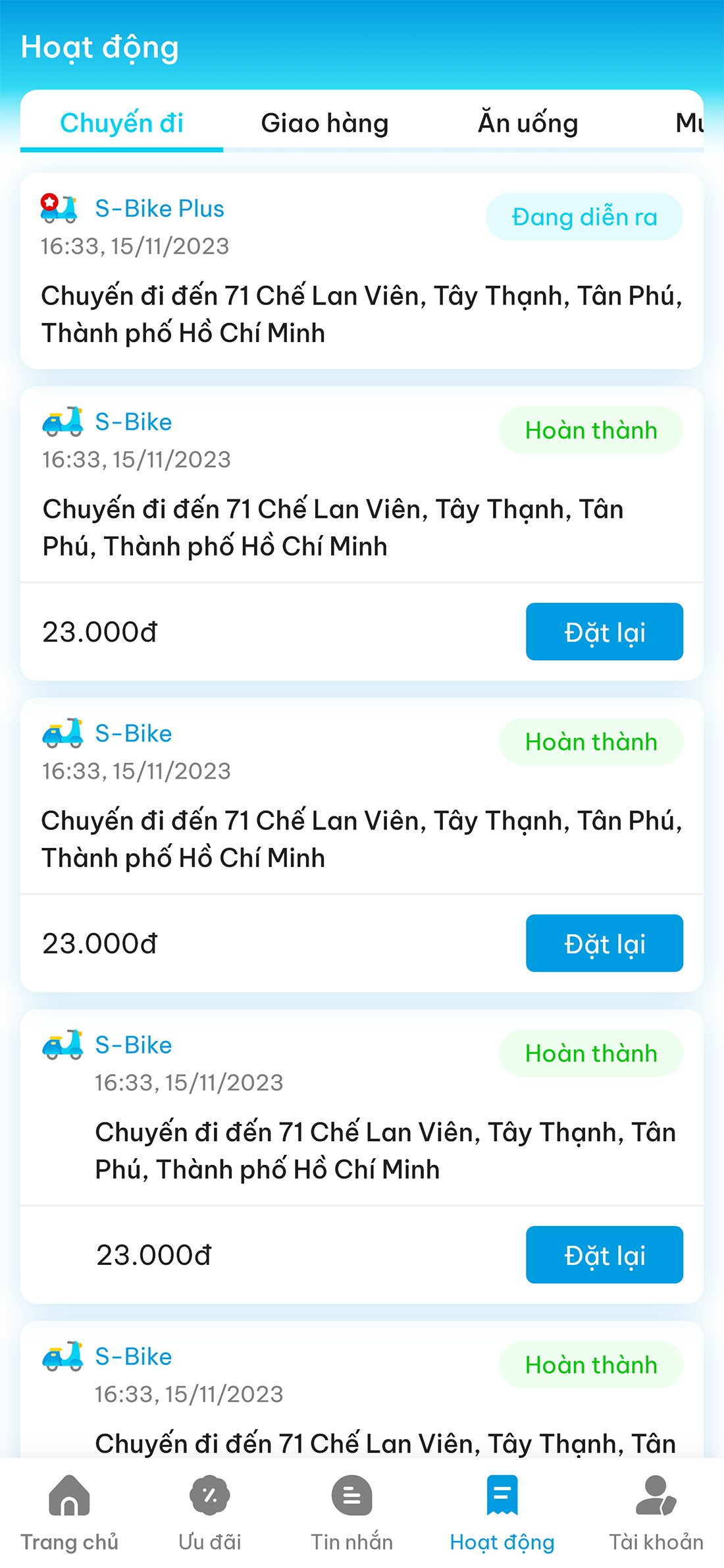 SKY : Đặt xe / Giao hàng / Food / Mua sắm